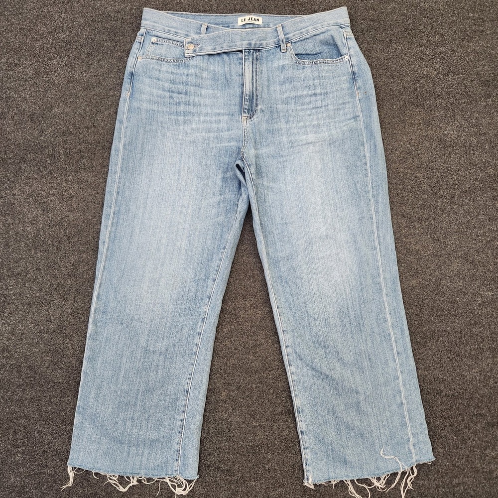 Le Jean Los Angeles Womens 31 Charlie Gay Light Wash Crossover Waist Wide Leg